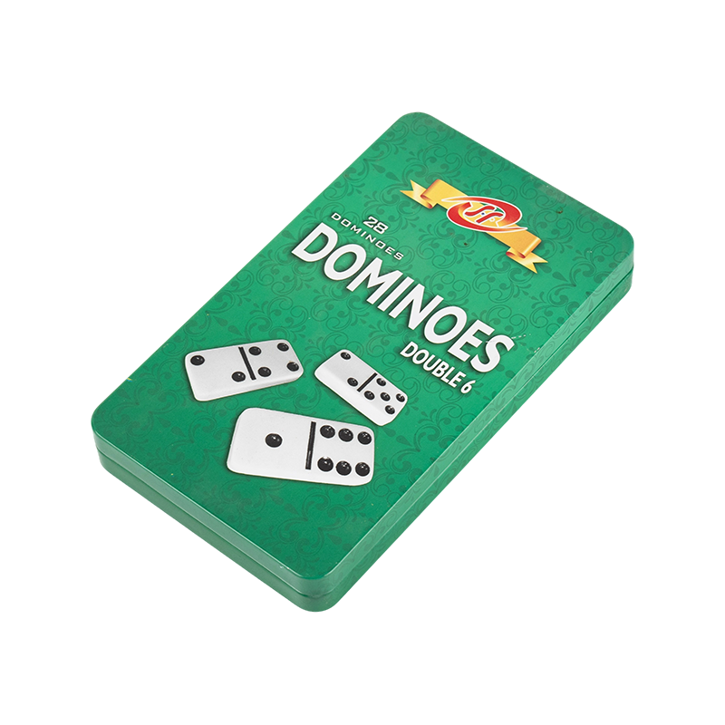 Double Six Domino в модной зеленой железной коробке для семейных игр
