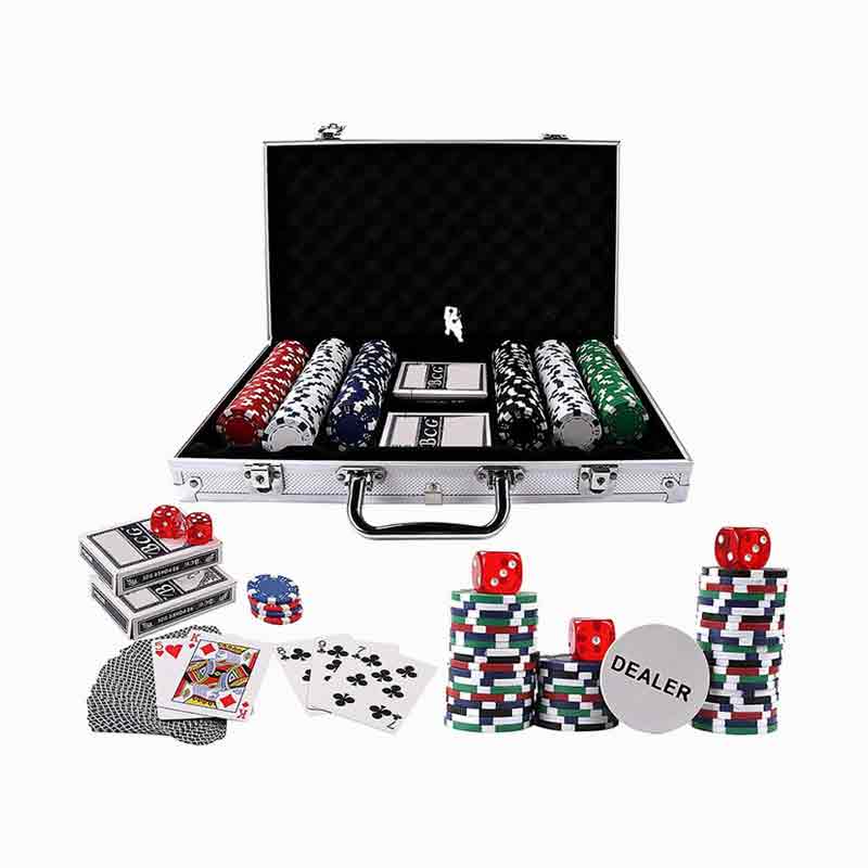 300PSC Texas Hold'em Poker Chips установлена ​​в алюминиевой коробке
